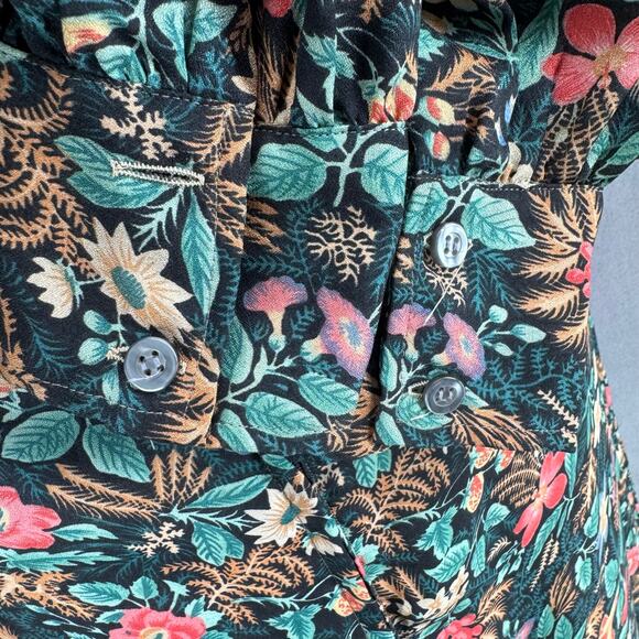 Vintage Addenda Polyester Floral Skirt Blouse Matching Set Womens 8/10 Green - Picture 9 of 11